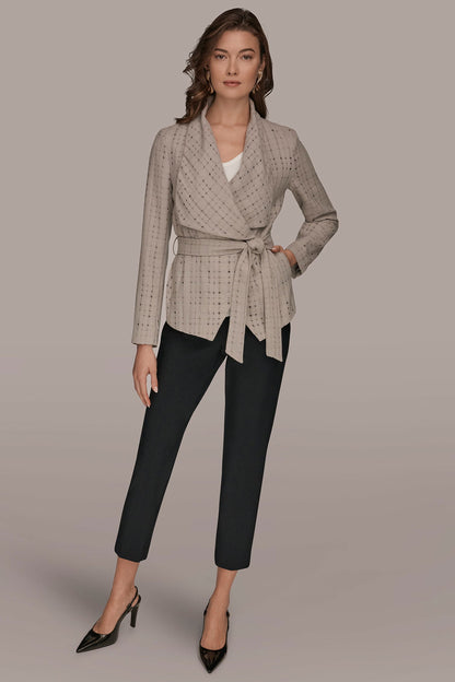 PERFORATED WRAP JACKET WITH BELT - VAPOR