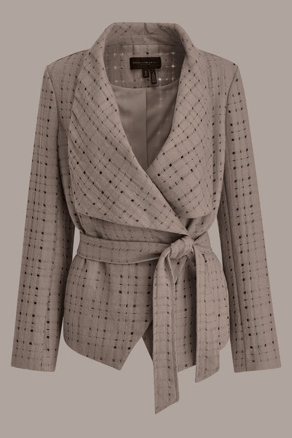 PERFORATED WRAP JACKET WITH BELT - VAPOR