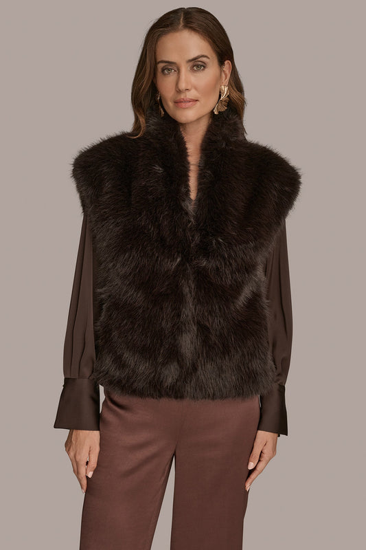 FAUX FUR VEST - CHOCOLATE PLUM