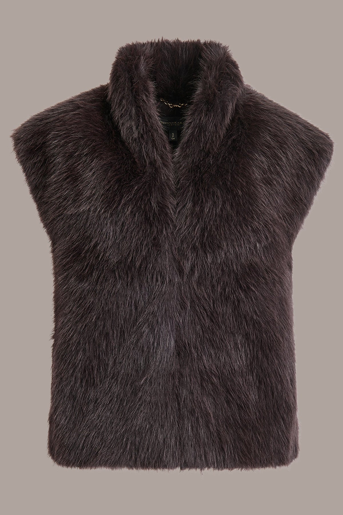 FAUX FUR VEST - CHOCOLATE PLUM