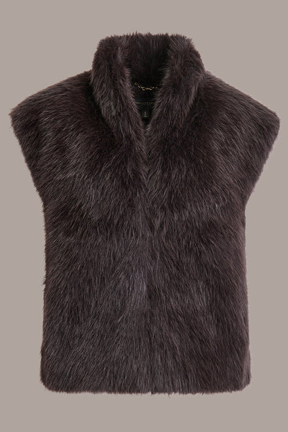FAUX FUR VEST - CHOCOLATE PLUM