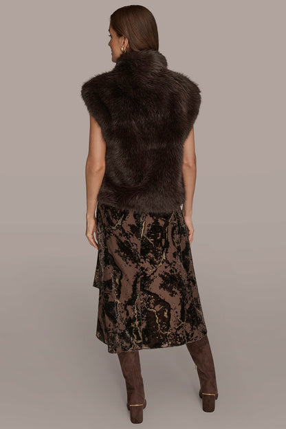 FAUX FUR VEST - CHOCOLATE PLUM
