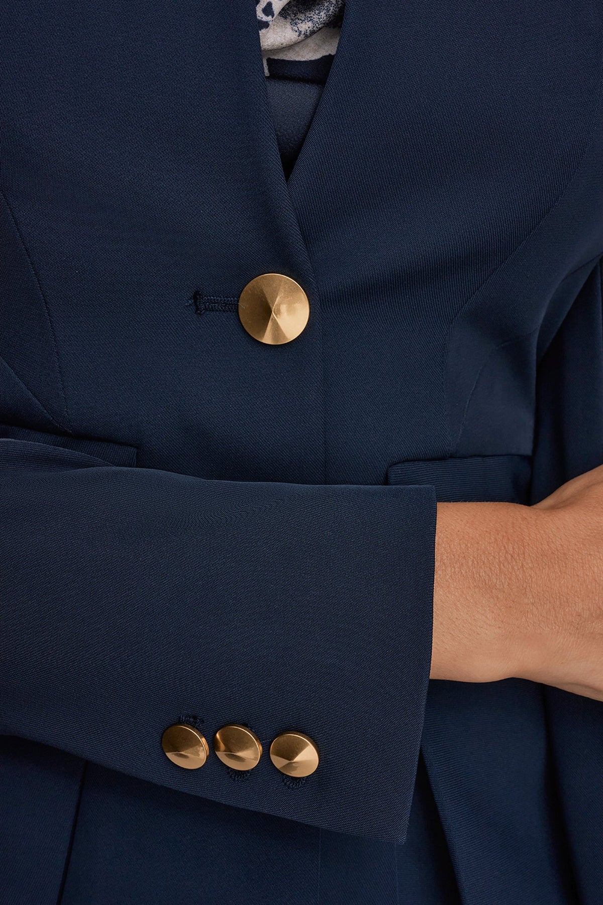 COLLARLESS PLEATED PEPLUM BLAZER - Nightfall