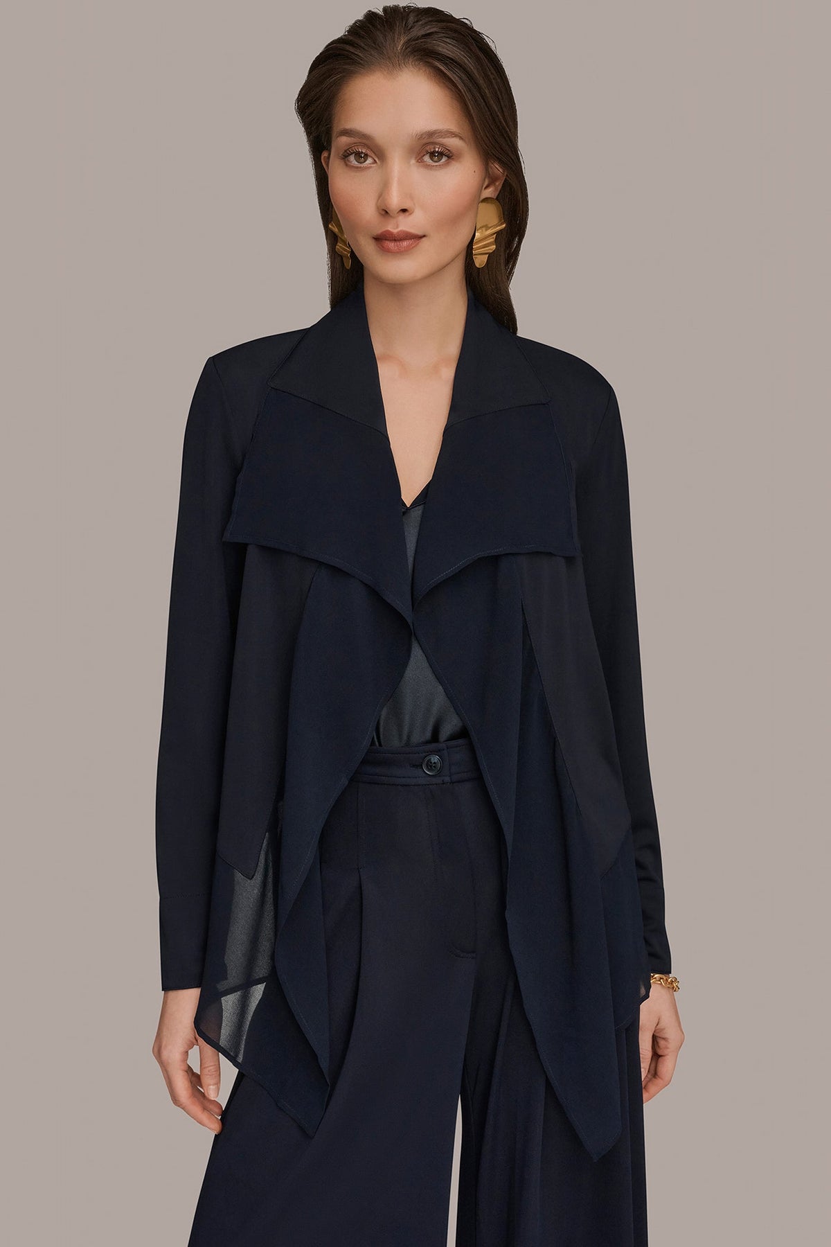 RUFFLE-FRONT JACKET - Nightfall