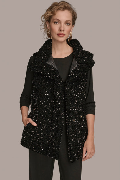 SEQUIN VEST - Black