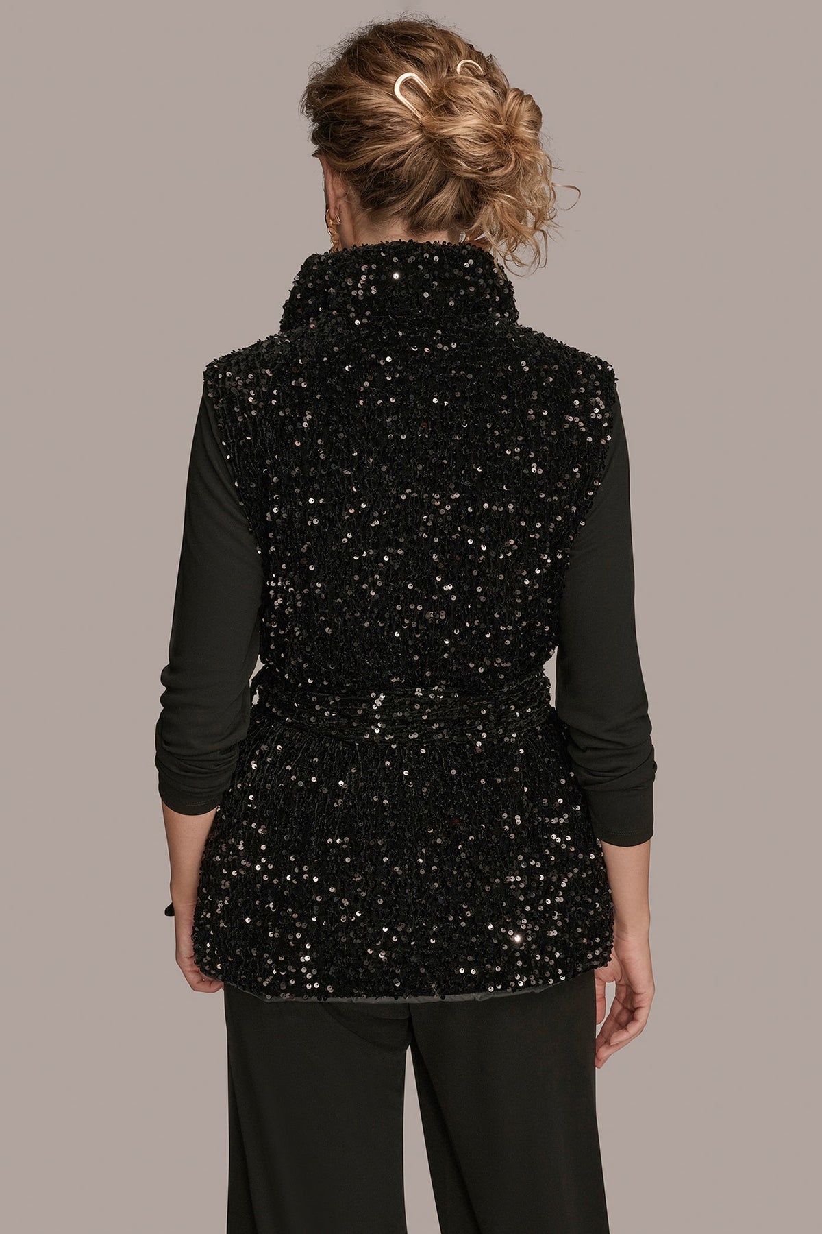 SEQUIN VEST - Black