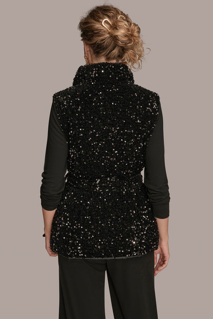 SEQUIN VEST - Black