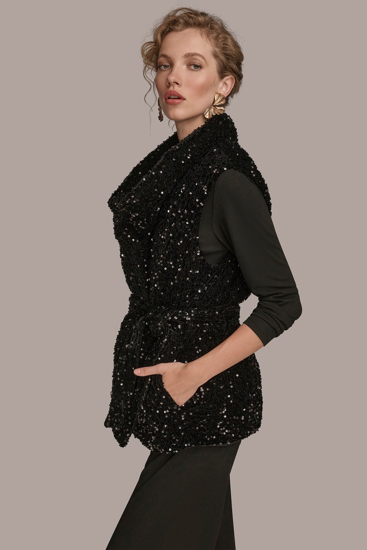 SEQUIN VEST - Black