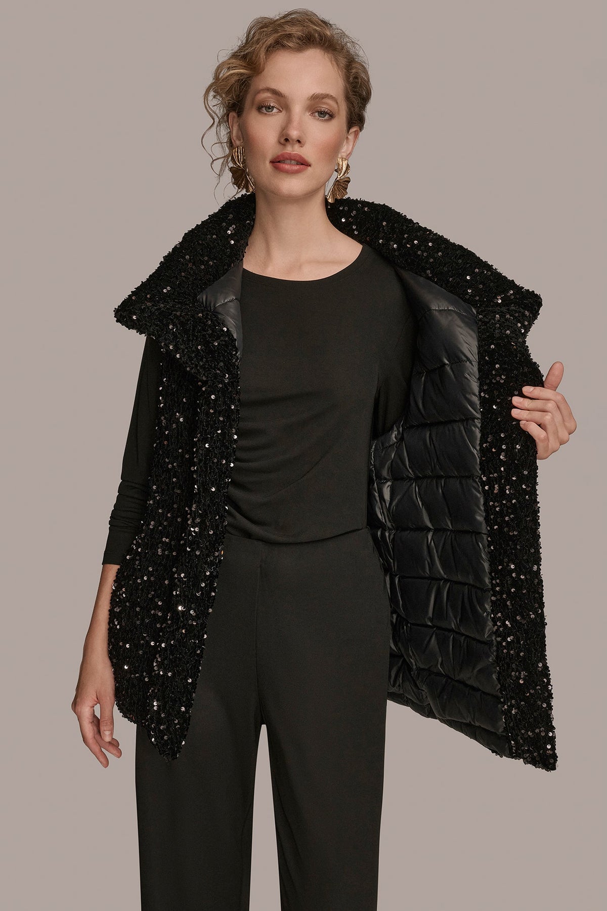 SEQUIN VEST - Black