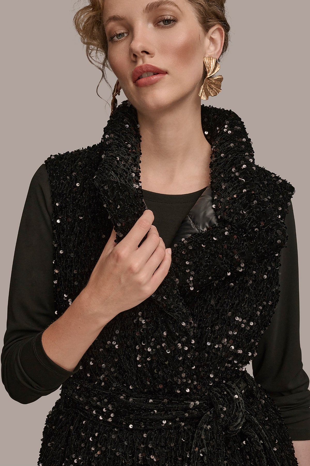 SEQUIN VEST - Black