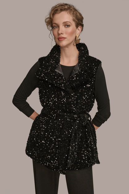 SEQUIN VEST - Black