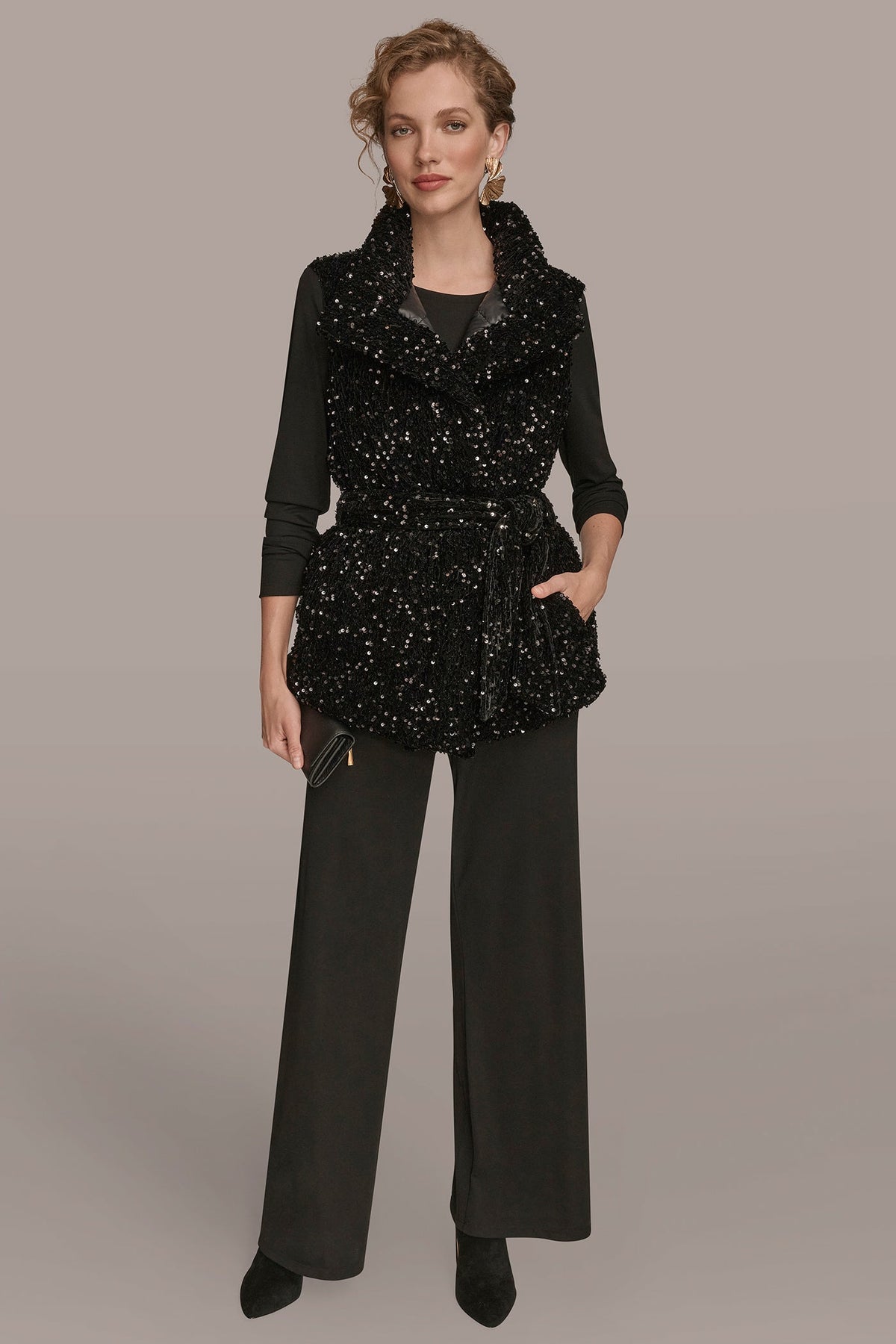 SEQUIN VEST - Black