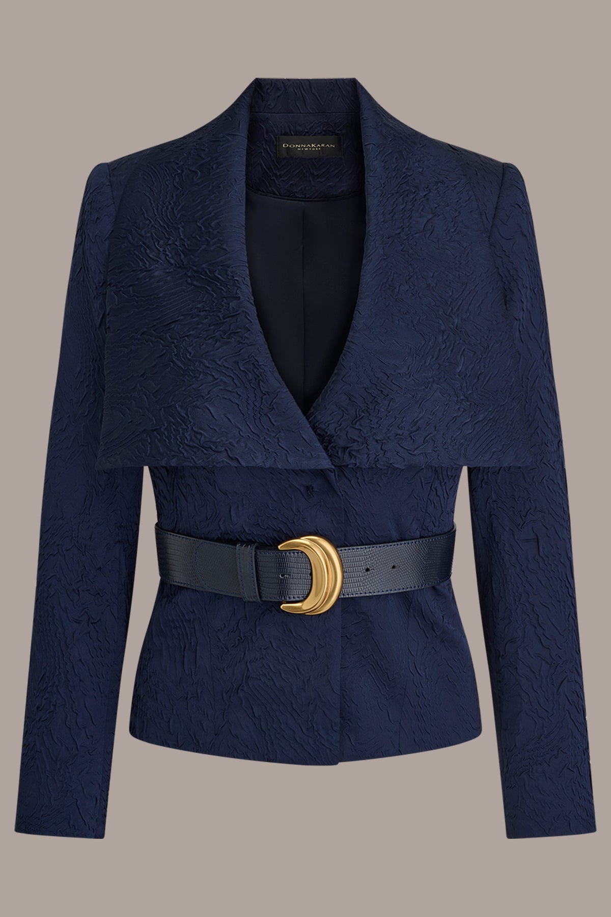 CRINKLE JACQUARD CROPPED BLAZER - Nightfall