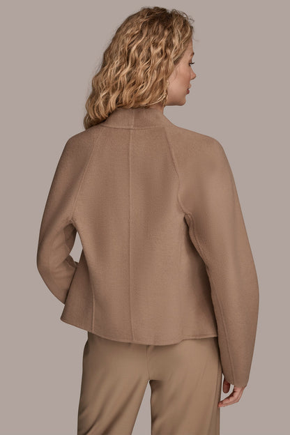 COLLARLESS EMBELLISHED WRAP JACKET - Heather Nolita