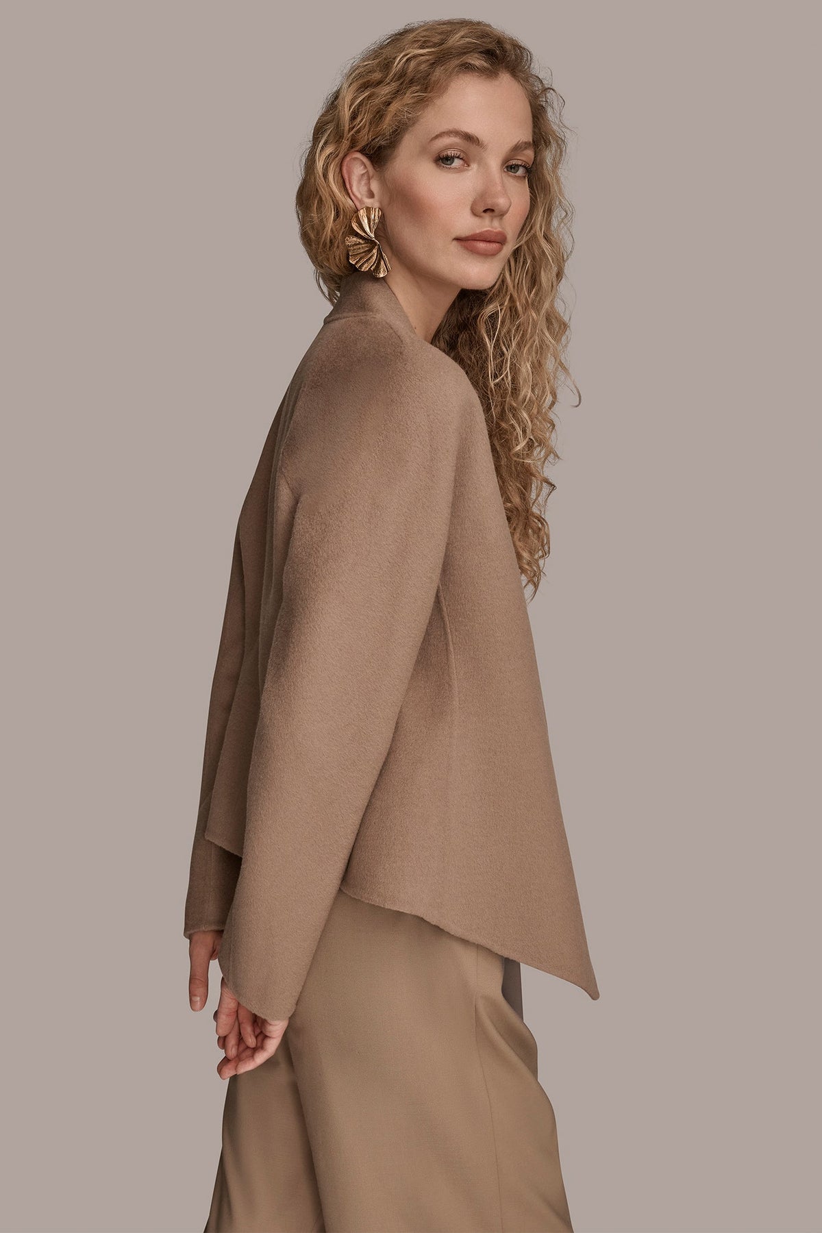 COLLARLESS EMBELLISHED WRAP JACKET - Heather Nolita