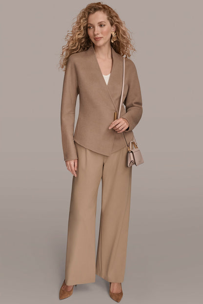 COLLARLESS EMBELLISHED WRAP JACKET - Heather Nolita