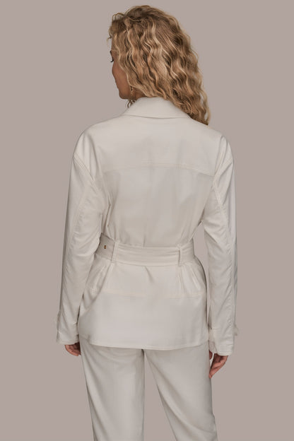 BELTED UTILITY JACKET - CREAM
