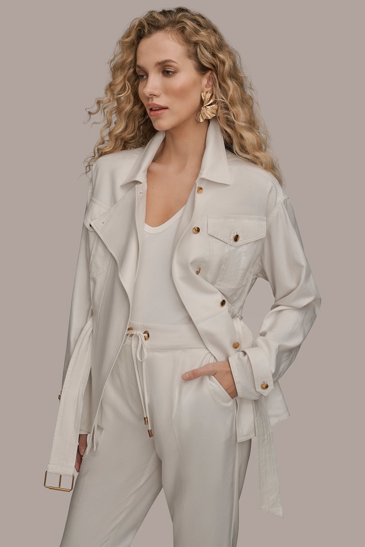 BELTED UTILITY JACKET - CREAM