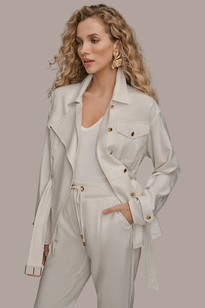 BELTED UTILITY JACKET - CREAM