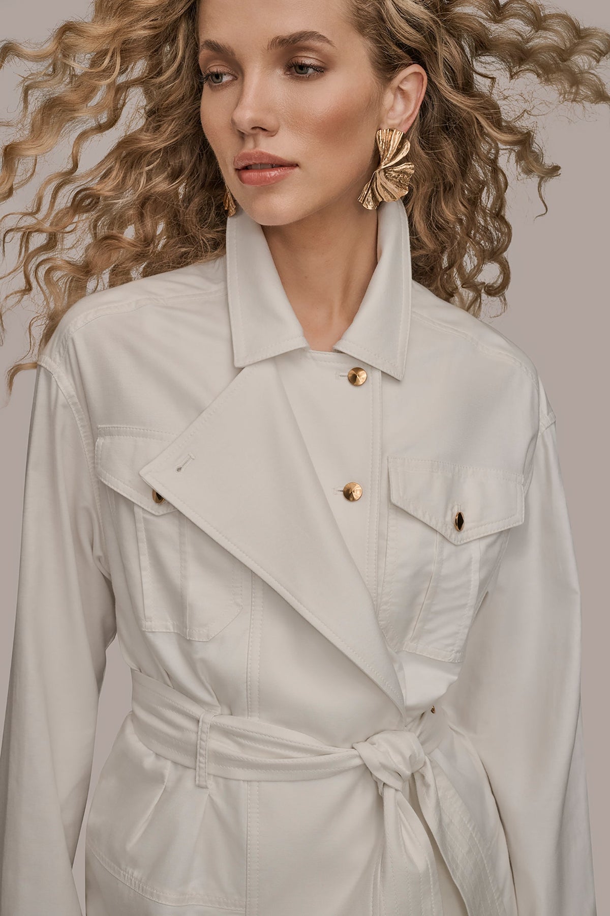BELTED UTILITY JACKET - CREAM