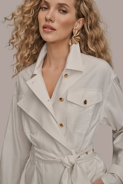 BELTED UTILITY JACKET - CREAM