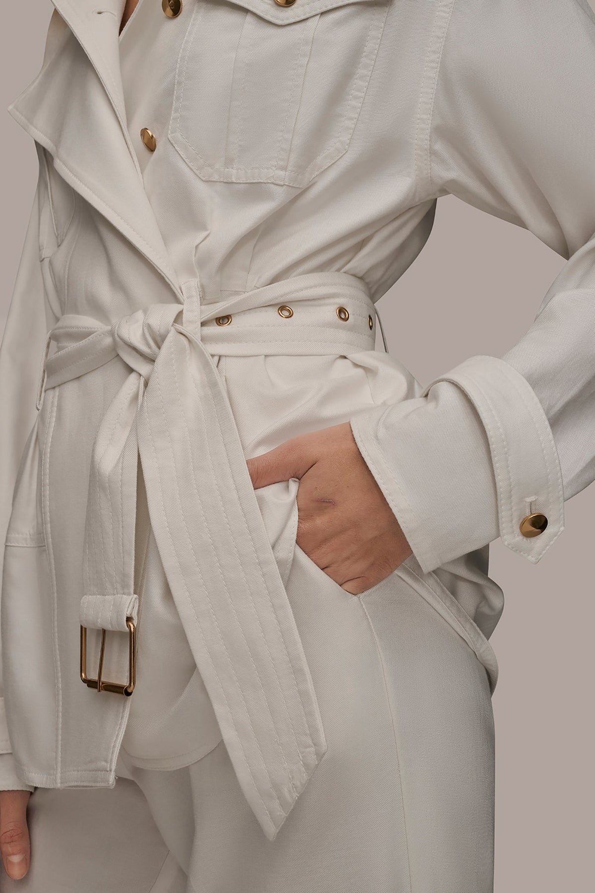 BELTED UTILITY JACKET - CREAM