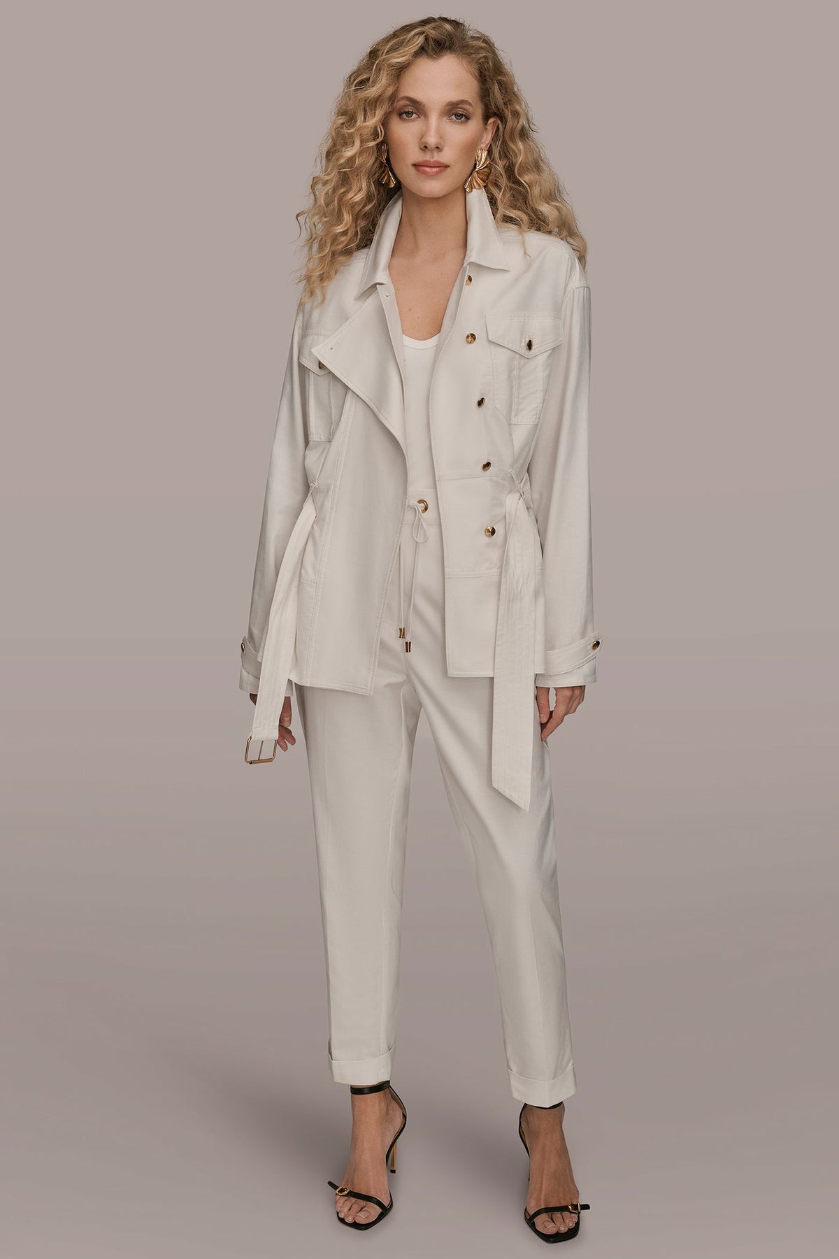 BELTED UTILITY JACKET - CREAM