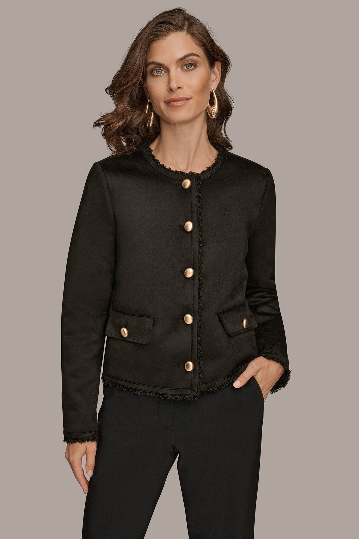 FAUX-SHEARLING BOXY COAT - Black