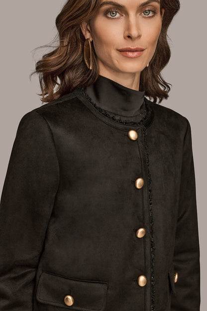 FAUX-SHEARLING BOXY COAT - Black