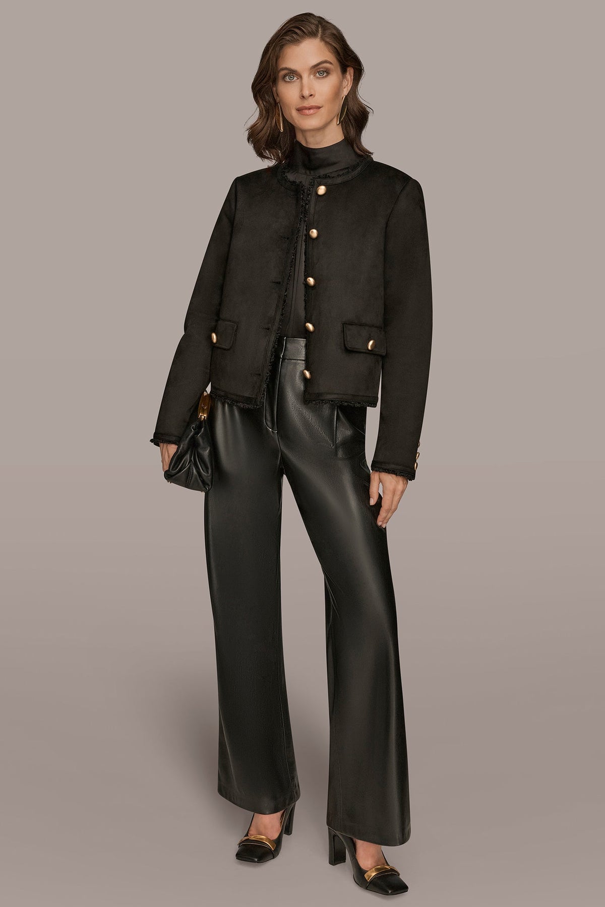 FAUX-SHEARLING BOXY COAT - Black
