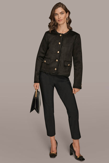 FAUX-SHEARLING BOXY COAT - Black