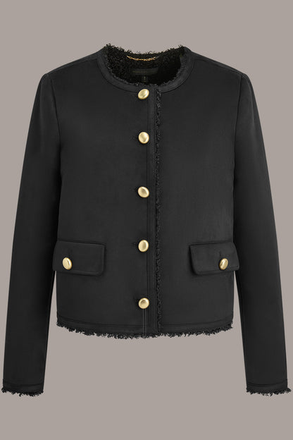 FAUX-SHEARLING BOXY COAT - Black