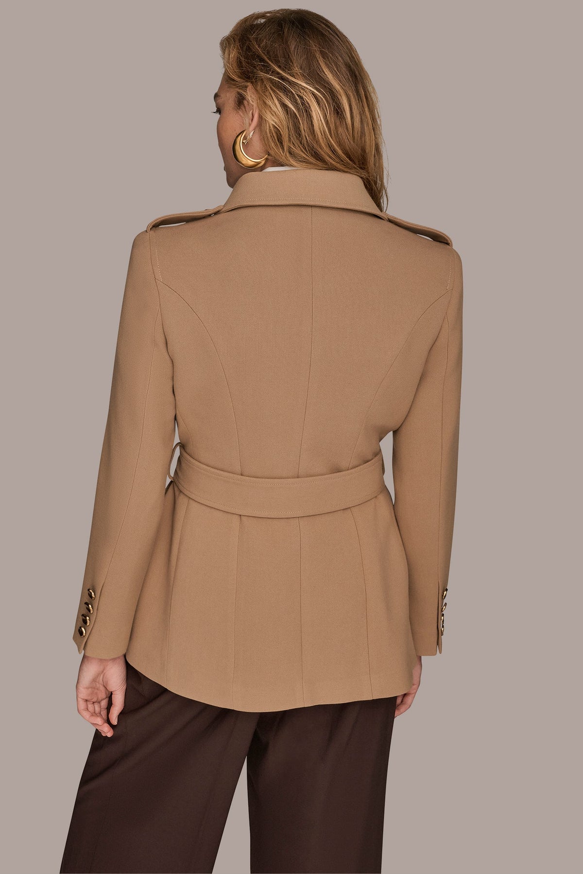 BELTED MILITARY BLAZER - Camel