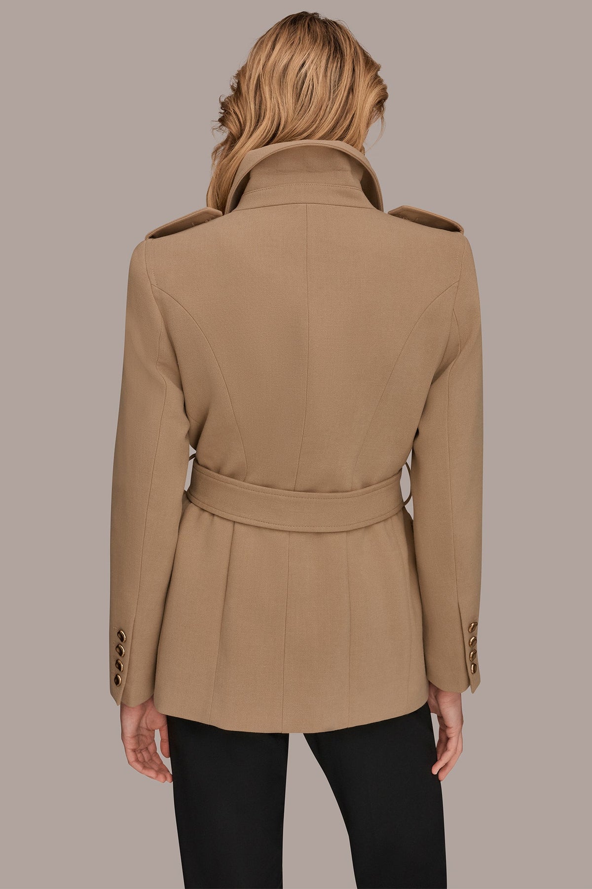 BELTED MILITARY BLAZER - Camel