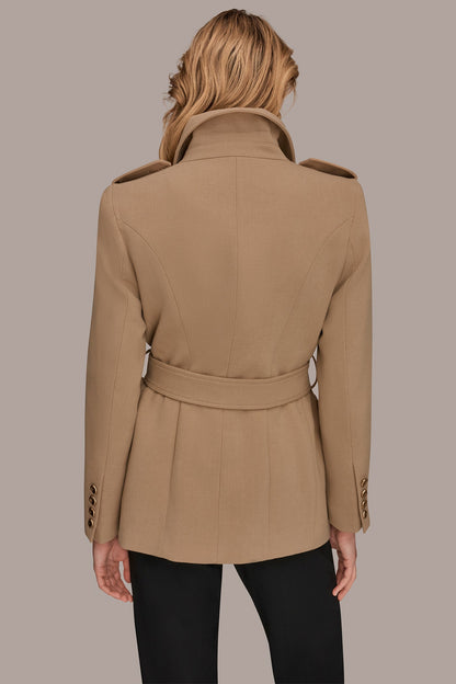 BELTED MILITARY BLAZER - Camel