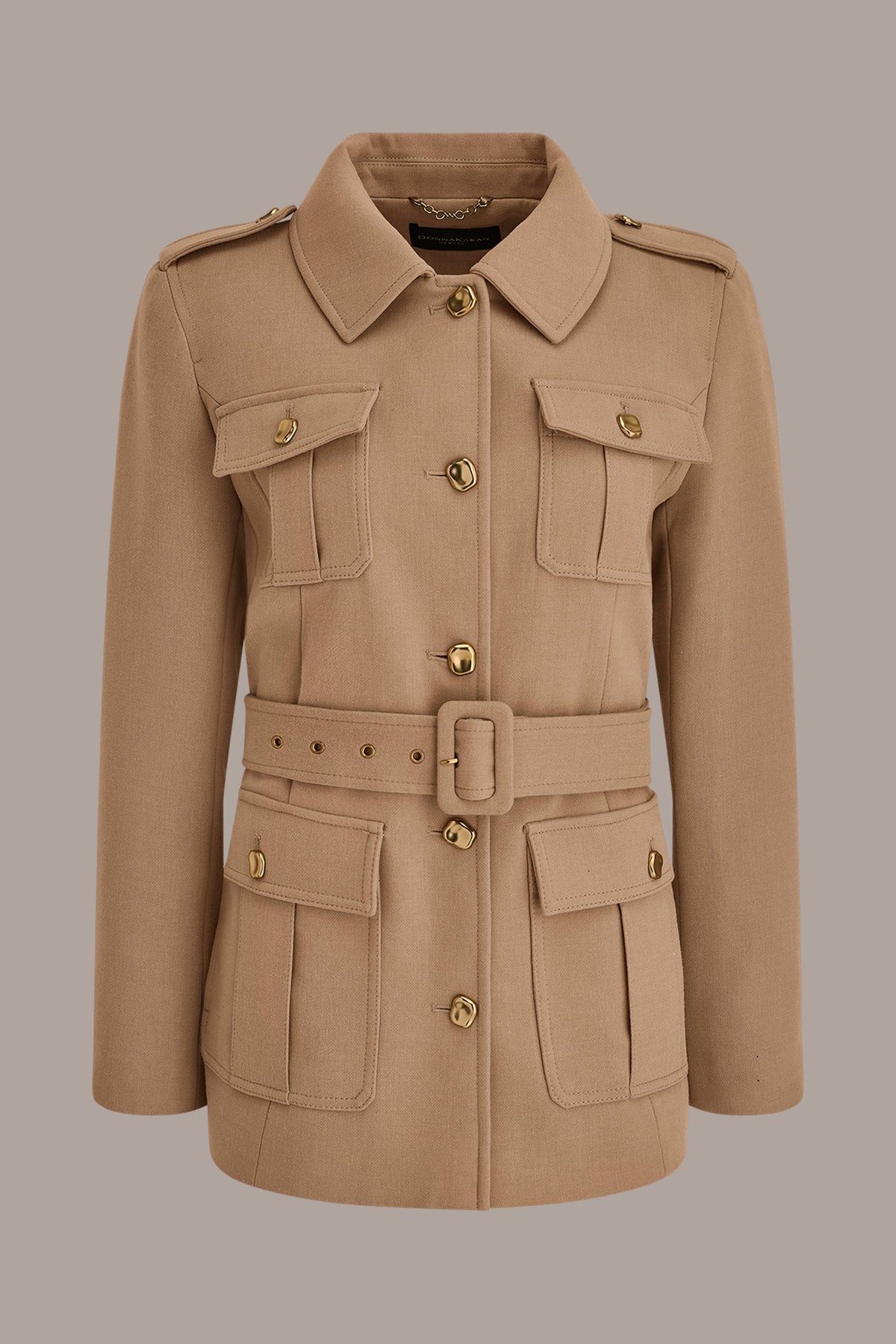 BELTED MILITARY BLAZER - Camel