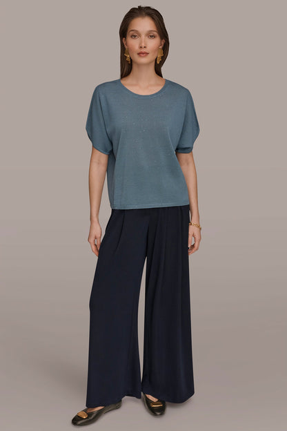 SEQUIN SPLIT SLEEVE SWEATER - Washed Indigo