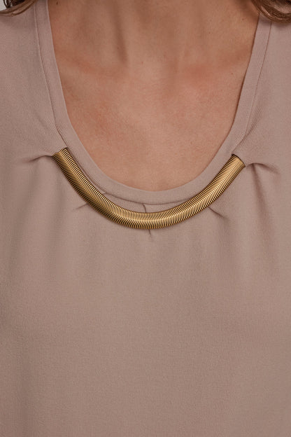 CAP SLEEVE METALLIC TRIM SWEATER - Snow Petal
