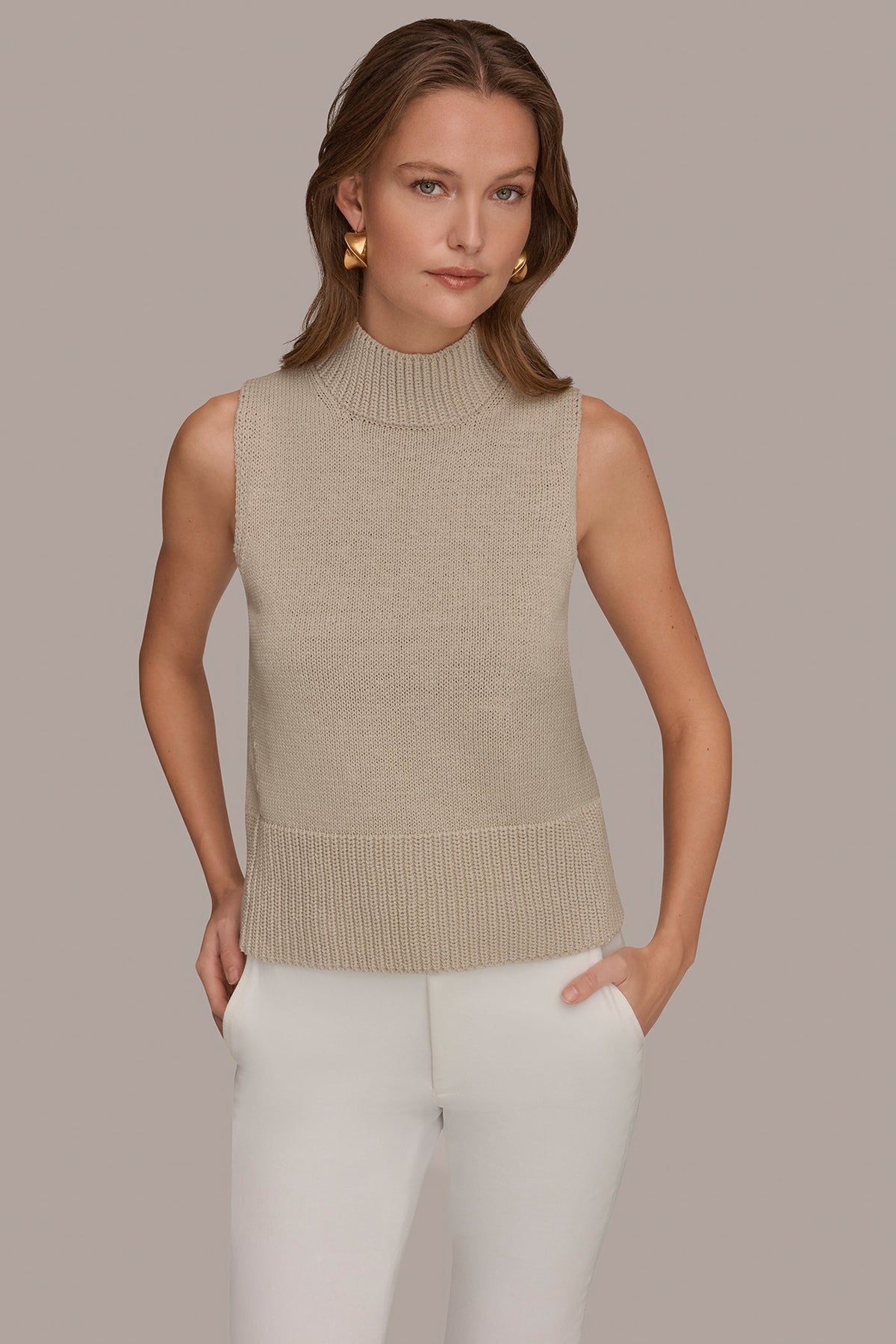 SLEEVELESS A-LINE SWEATER - Tuscan Grey