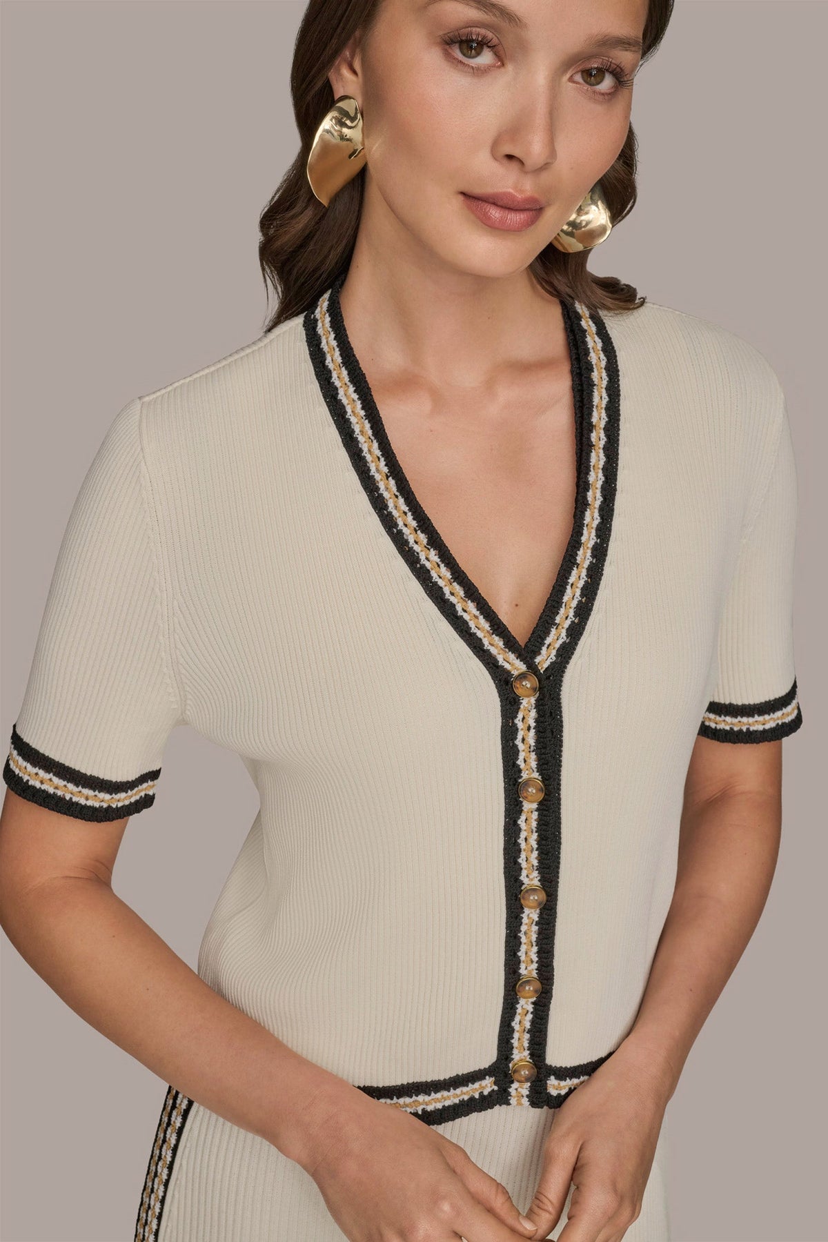 MIDI SHEATH DRESS WITH CARDIGAN - Cream/Beach Sand