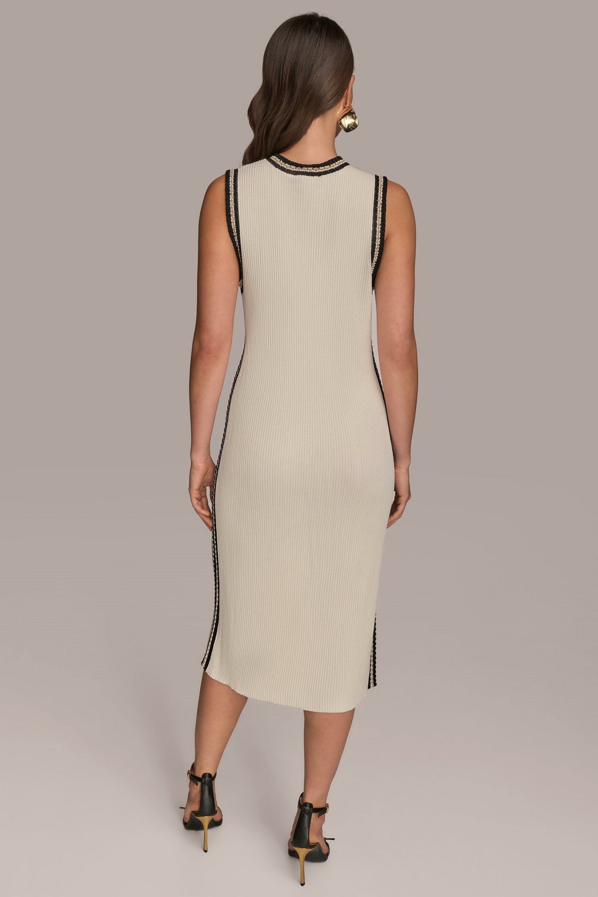 MIDI SHEATH DRESS WITH CARDIGAN - Cream/Beach Sand