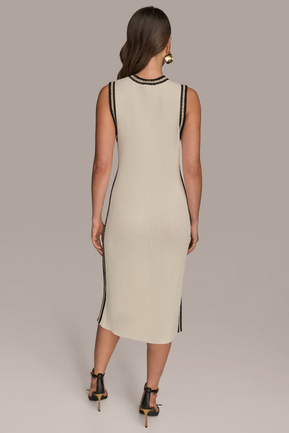 MIDI SHEATH DRESS WITH CARDIGAN - Cream/Beach Sand