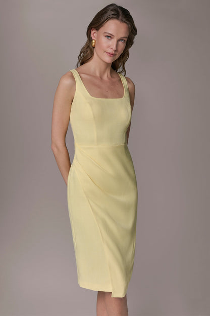 TENCEL WRAP-EFFECT MIDI SHEATH DRESS - Panna Cotta