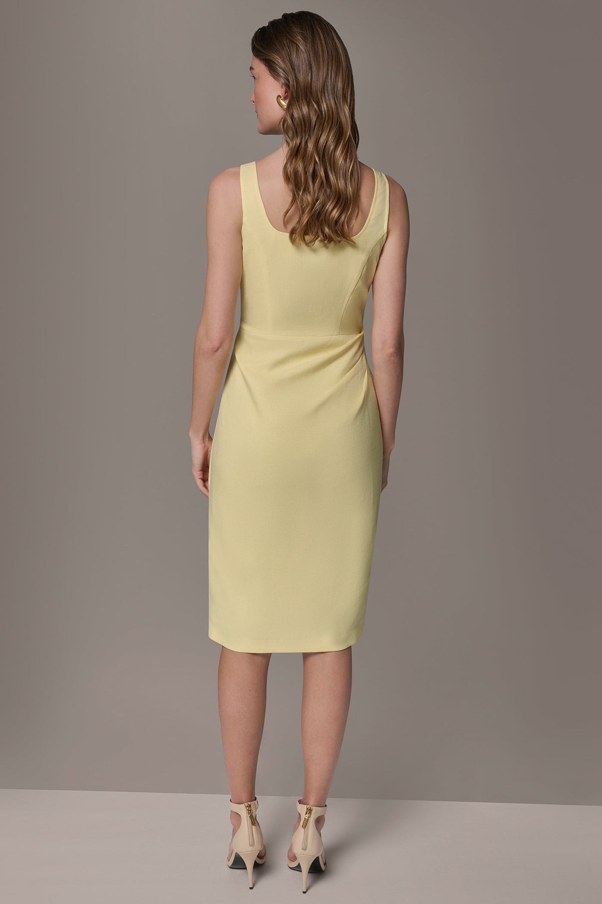 TENCEL WRAP-EFFECT MIDI SHEATH DRESS - Panna Cotta