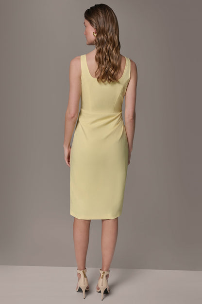 TENCEL WRAP-EFFECT MIDI SHEATH DRESS - Panna Cotta