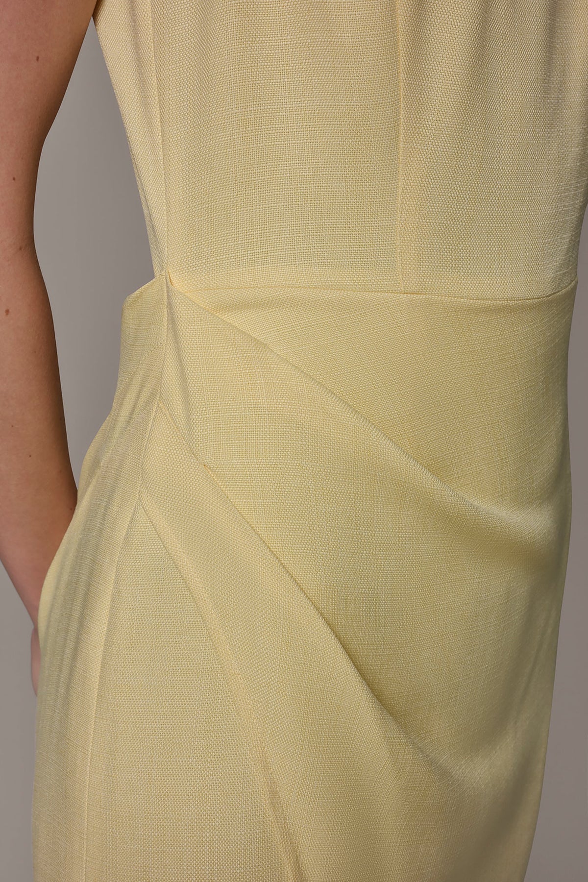 TENCEL WRAP-EFFECT MIDI SHEATH DRESS - Panna Cotta