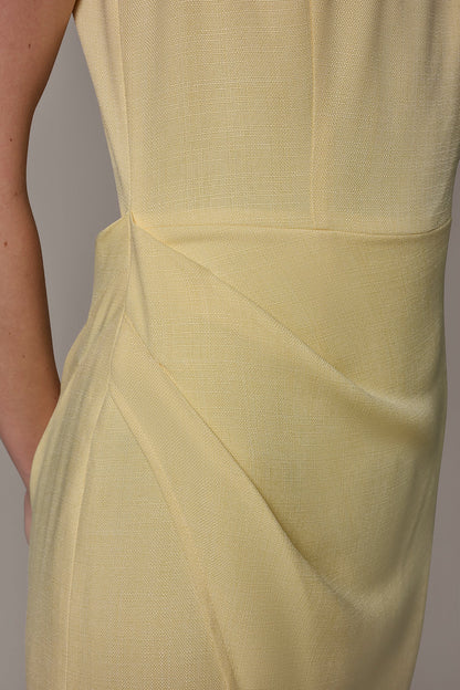 TENCEL WRAP-EFFECT MIDI SHEATH DRESS - Panna Cotta