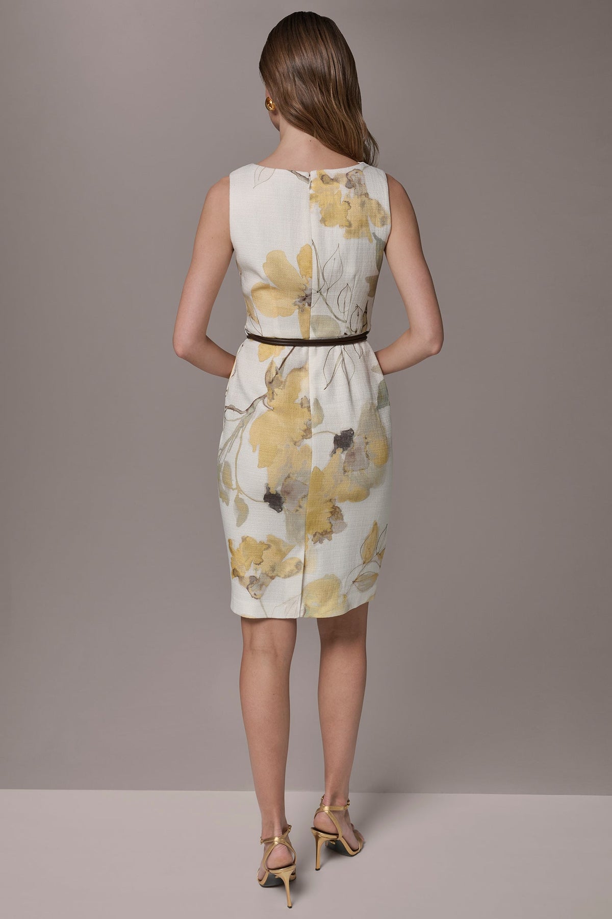 TWEED FLORAL SLEEVELESS SHEATH DRESS - Limoncello Multi
