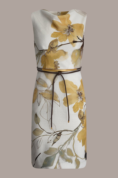 TWEED FLORAL SLEEVELESS SHEATH DRESS - Limoncello Multi