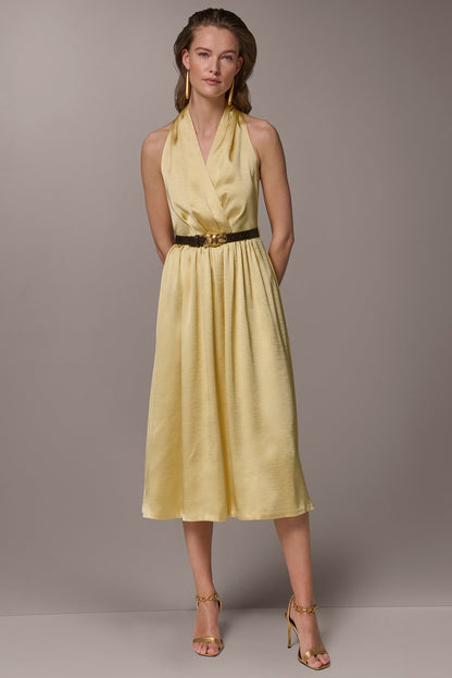 SLEEVELESS COWL-NECK MIDI DRESS - Panna Cotta